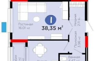 Продажа 1-комнатной квартиры, 38.35 м², ул. Е-321, дом  6 - Продажа  однокомнатных квартир в Астане без посредников с фото
