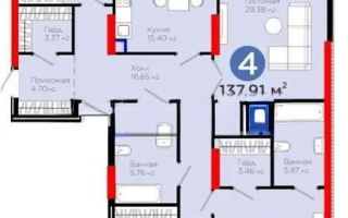 Продажа 4-комнатной квартиры, 137.9 м², ул. Бухар жырау, дом  20 - Продажа квартир в новостройках Астаны