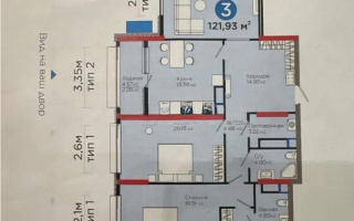 Продажа 3-комнатной квартиры, 121.93 м², ул. Рыскулова, дом  3 - Продажа  трехкомнатных квартир в новостройках Астаны