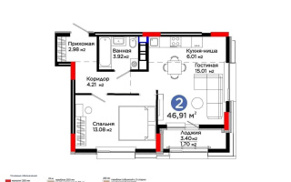 Продажа 2-комнатной квартиры, 47.4 м², ул. Е-899, дом  5 стр - Продажа  двухкомнатных квартир в новостройках Астаны без посредников