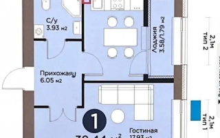 Продажа 1-комнатной квартиры, 39.44 м² - Продажа однокомнатных квартир в Астане