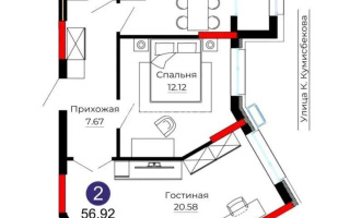 Продажа 2-комнатной квартиры, 56.92 м², ул. Серкебаева, дом  22 - Продажа  двухкомнатных квартир в Астане