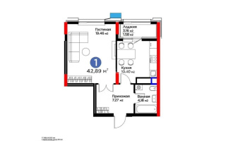 Продажа 1-комнатной квартиры, 42.89 м², ул. Рыскулова, дом  18 - Продажа  однокомнатных квартир в новостройках Астаны