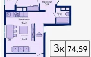 Продажа 3-комнатной квартиры, 74.59 м², пр. Туран, дом  89/3 стр - Продажа  трехкомнатных квартир в новостройках Астаны