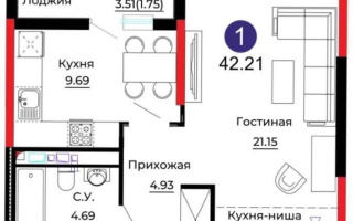 Продажа 1-комнатной квартиры, 42.2 м², ул. Е-429, дом  14 - Продажа  однокомнатных квартир в Астане