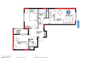 Продажа 3-комнатной квартиры, 76.83 м², ул. Бухар жырау, дом  33 - Продажа  трехкомнатных квартир в новостройках Астаны с фото
