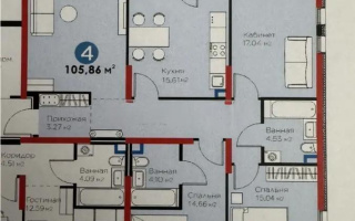 Продажа 4-комнатной квартиры, 105.86 м², ул. Момышулы, дом  11/14а - Продажа квартир без посредников в Алматы