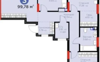 Продажа 3-комнатной квартиры, 99.78 м², ул. Рыскулова, дом  16/2 - Продажа  трехкомнатных квартир в новостройках Астаны