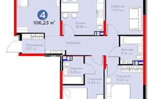 Продажа 4-комнатной квартиры, 106 м², ул. Момышулы, дом  11/14а - Продажа  четырехкомнатных квартир в новостройках Алматы с фото