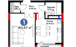 Продажа 1-комнатной квартиры, 41 м², пр. Туран, дом  57/5 - Продажа квартир в новостройках Астаны