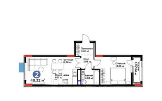 Продажа 2-комнатной квартиры, 48.3 м², ул. Нурмагамбетова, дом  17 стр - Продажа  двухкомнатных квартир в новостройках Астаны без посредников