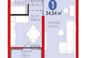 Продажа 1-комнатной квартиры, 34.54 м² - Продажа квартир в монолитном доме в Казахстане