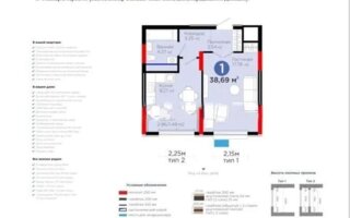 Продажа 1-комнатной квартиры, 38.6 м²